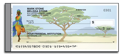 African Silhouettes Side Tear Personal Checks