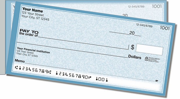 Blue Sponge Pattern Side Tear Personal Checks