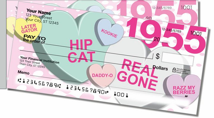 Candy Heart Side Tear Personal Checks