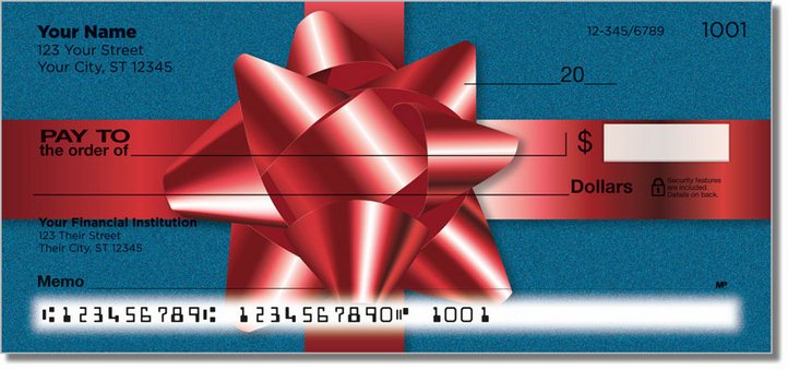 Christmas Bow Personal Checks