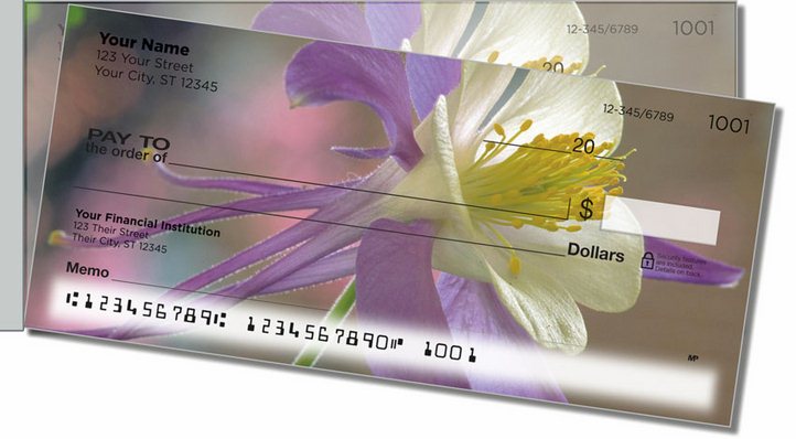 Columbine Flower Side Tear Personal Checks