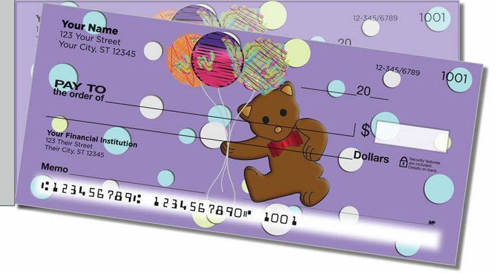 Cute Teddy Bear Side Tear Personal Checks