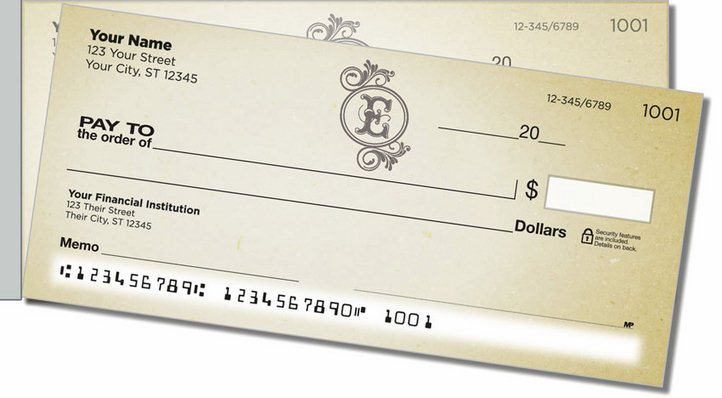 E Monogram Side Tear Personal Checks