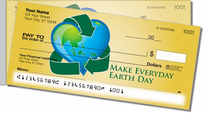 Earth Day Side Tear Personal Checks