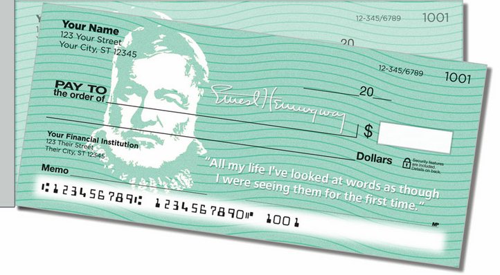 Ernest Hemingway Side Tear Personal Checks