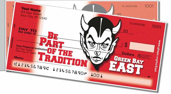 Green Bay East Athletic Side Tear Personal Checks