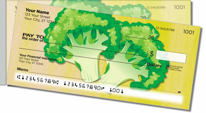 Green Veggie Side Tear Personal Checks