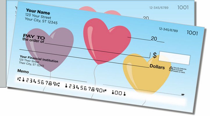 Heart Balloon Side Tear Personal Checks