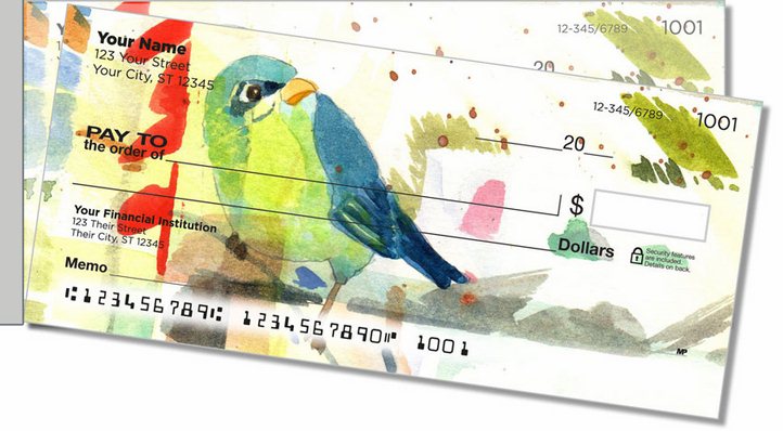 Mixed Media Birds Side Tear Personal Checks