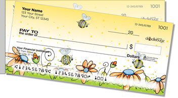 Orange Daisies with Bees Side Tear Design Checks