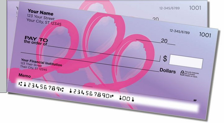 Pink Ribbon Side Tear Personal Checks
