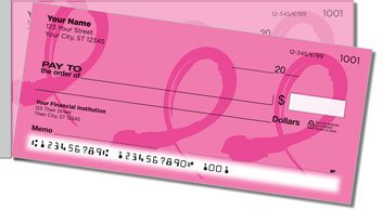 Pink Ribbon Side Tear Personalized Checks