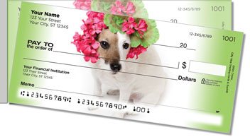 Pups in Bloom 3 Side Tear Personalized Checks