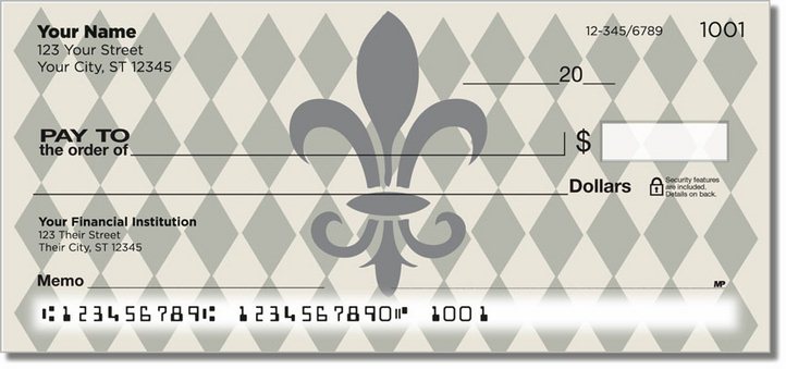 Silver Fleur de Lis Personal Checks