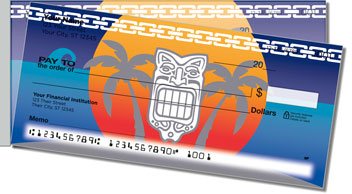 Tribal Mask Side Tear Design Checks