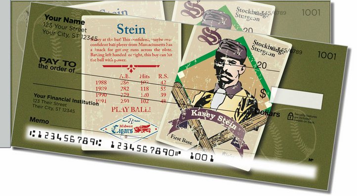 Vintage Baseball Card Side Tear Personal Checks