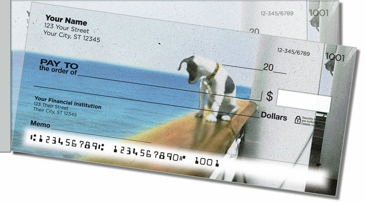Vintage Dog Painting Side Tear Personal Checks