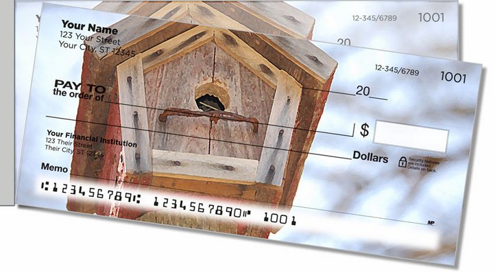 Wooden Birdhouse Side Tear Personal Checks